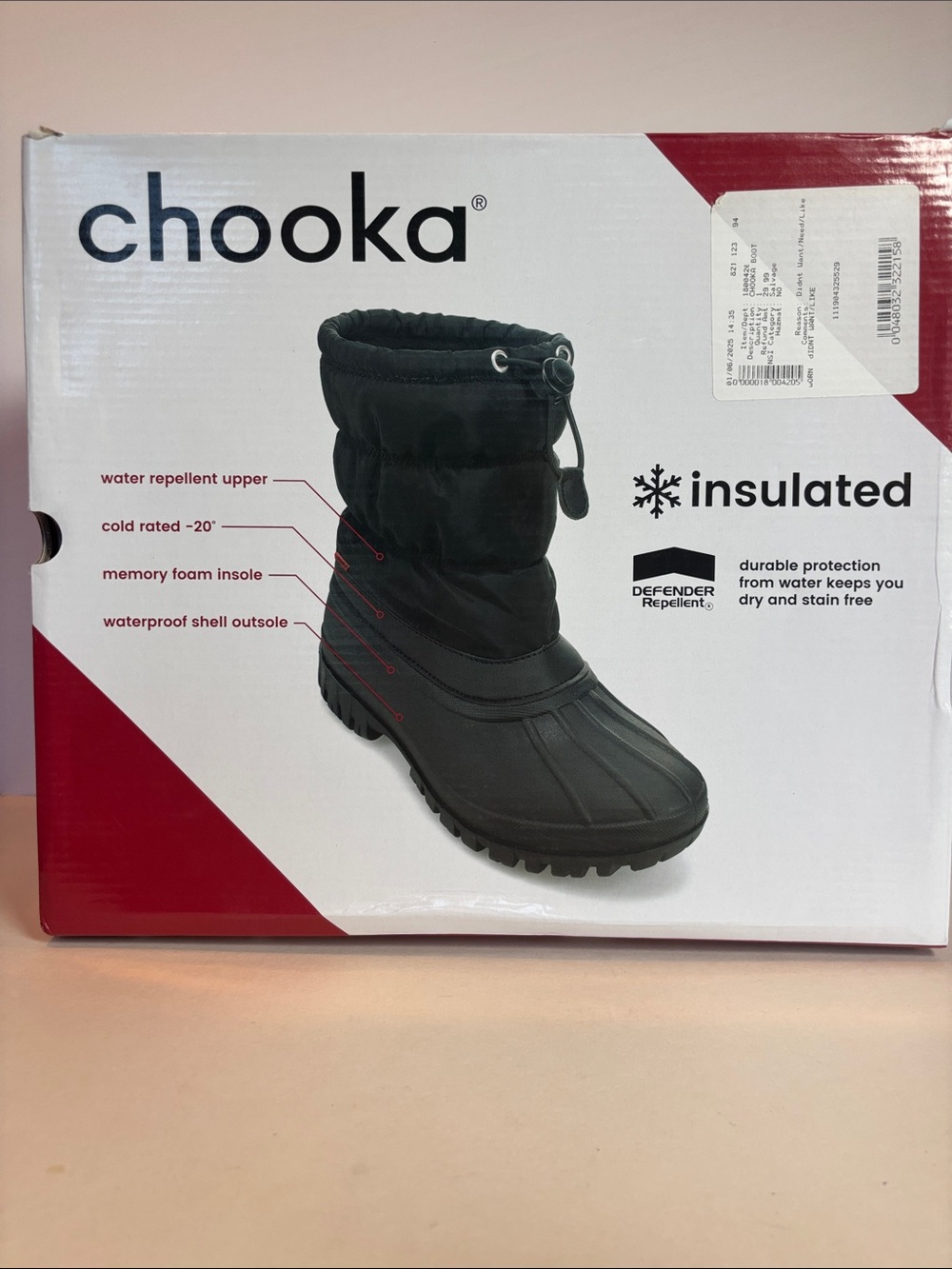 NEW!! Chooka Nylon Puffer Snow Boots Black Waterproof Insulated Size 8 NWT
